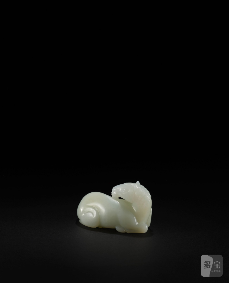 清十八/十九世紀　白玉馬 | A WHITE JADE CARVING OF A HORSE - 图2